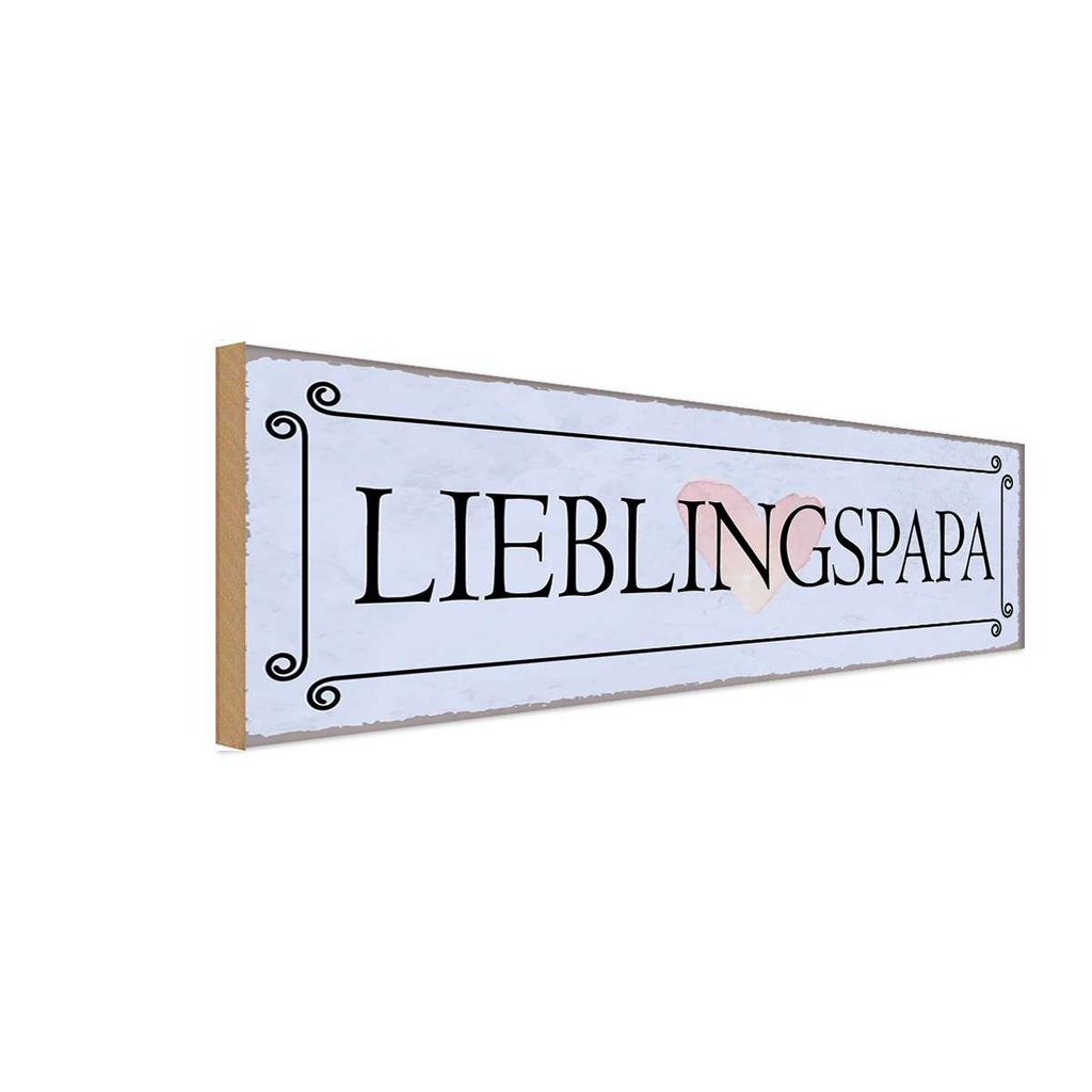 Holzschild 10x27 cm Lieblingspapa Herz Familie Freunde