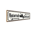 Holzschild 10x27 cm Motorrad Werkstatt Auto Garage