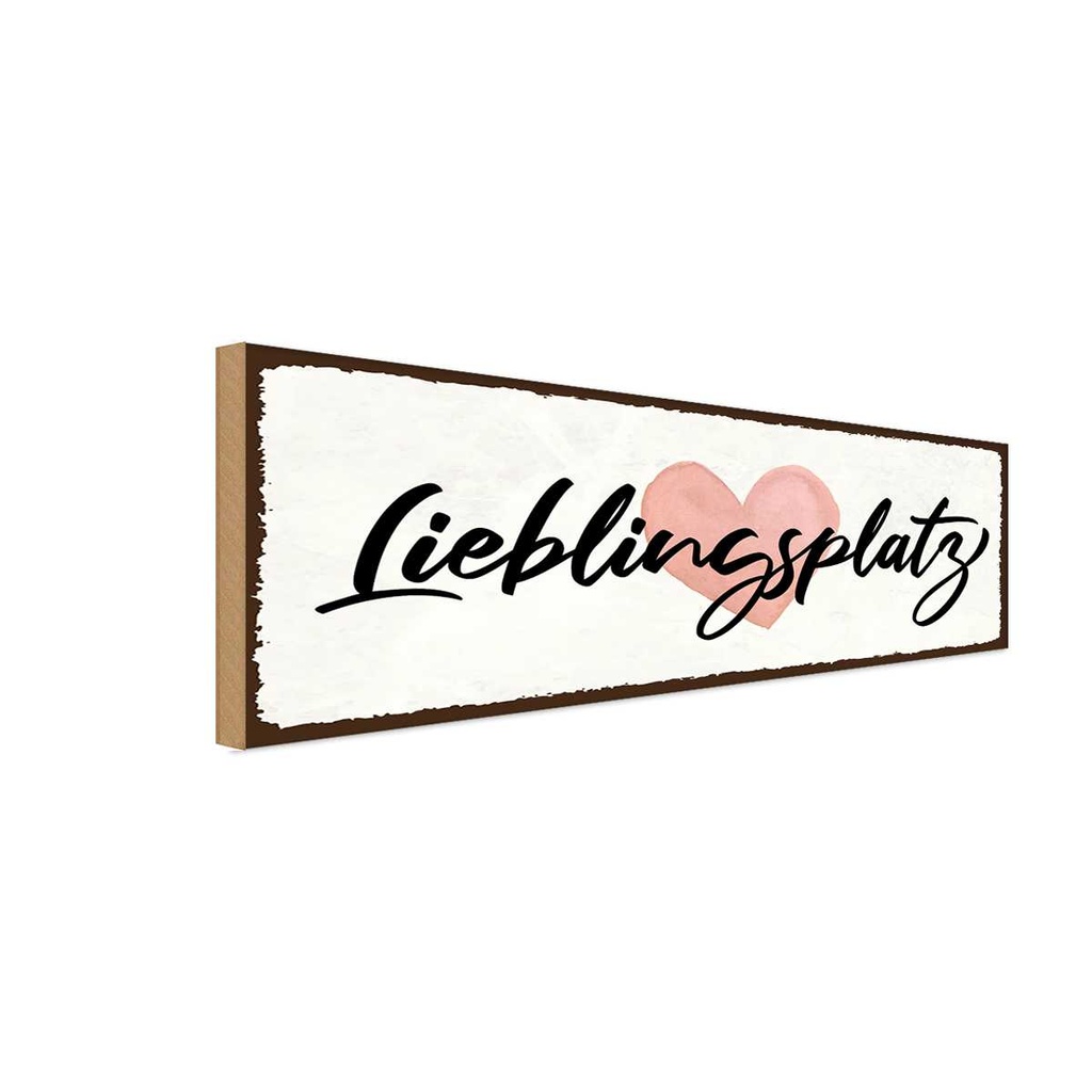 Holzschild 10x27 cm Lieblingsplatz Herz Dekoration