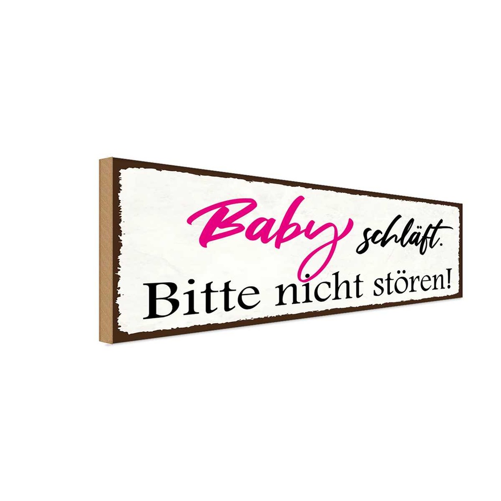 [LA-118533-H] Holzschild 10x27 cm Baby schläft bitte nicht stören