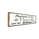 Holzschild 10x27 cm Hauptsache doch die Haare liegen Spruch Zitat