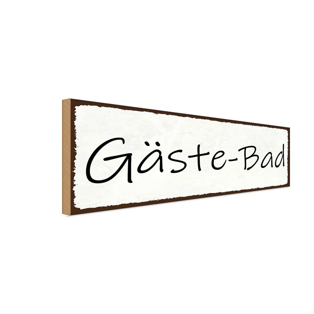 Holzschild 10x27 cm Gäste-Bad Geschenk