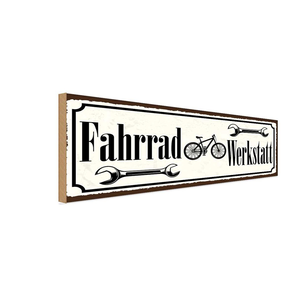 Holzschild 10x27 cm Fahrrad Wekstatt Auto Garage Werkstatt