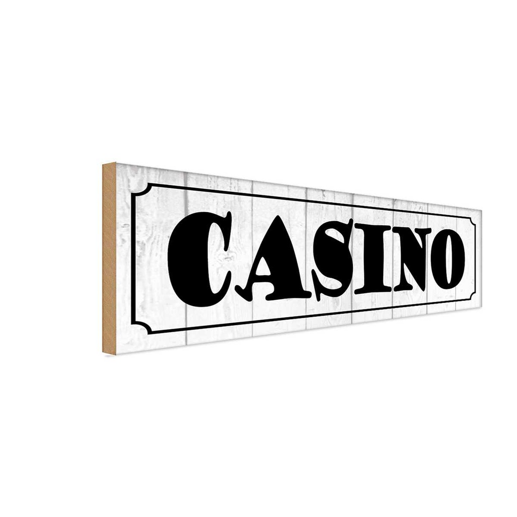 Holzschild 10x27 cm Casino Spiele Spielbank Dekoration