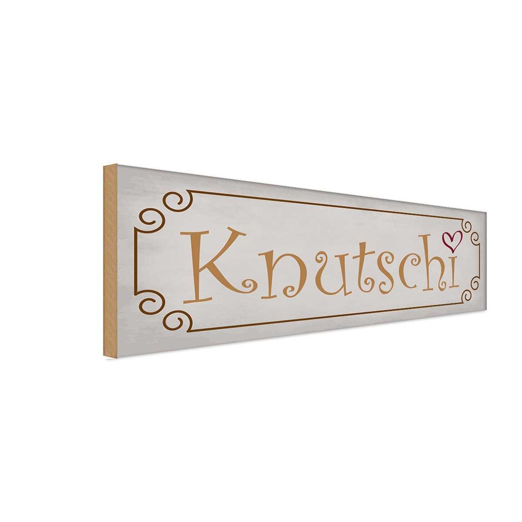 Holzschild 10x27 cm Knutschi Herz Dekoration