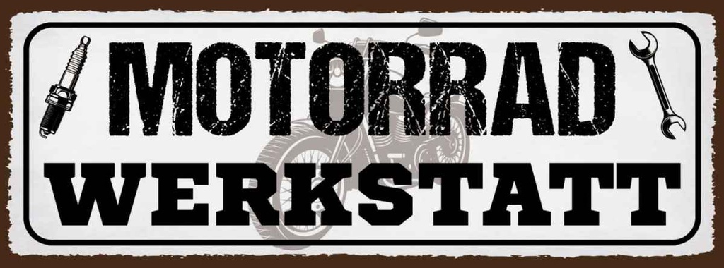 Holzschild 10x27 cm Motorrad Werkstatt Werkzeug Auto Garage