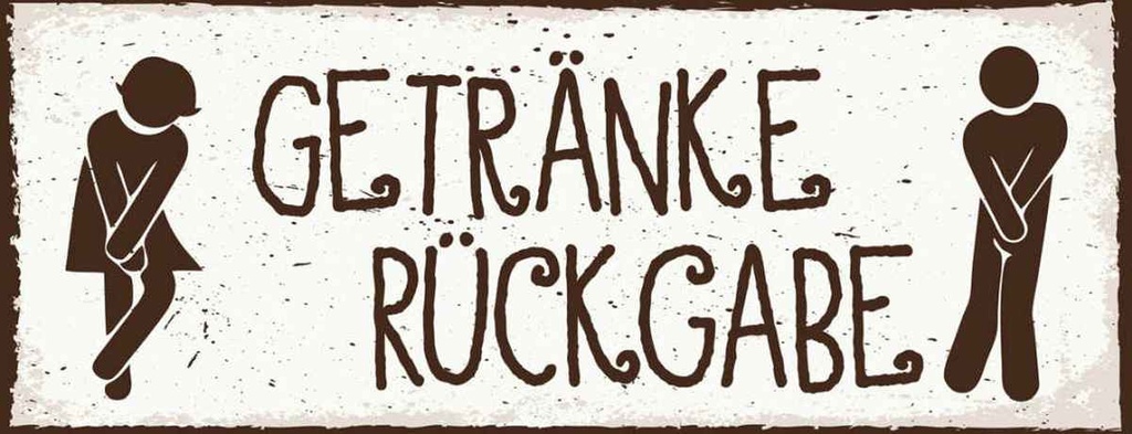 Holzschild 10x27 cm Getränke Rückgabe Essen Trinken