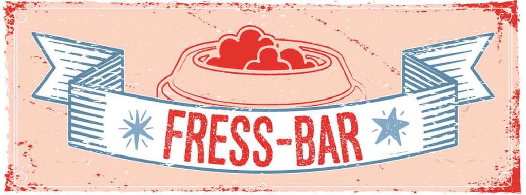 Holzschild 10x27 cm Fress-Bar Tier Haustier