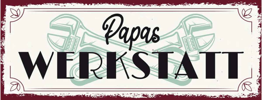 Holzschild 10x27 cm Papas Werkstatt Auto Garage