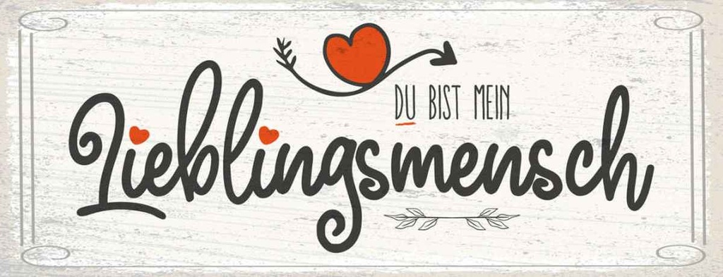 Holzschild 10x27 cm Du bist mein Lieblingsmensch Herz Spruch Zitat