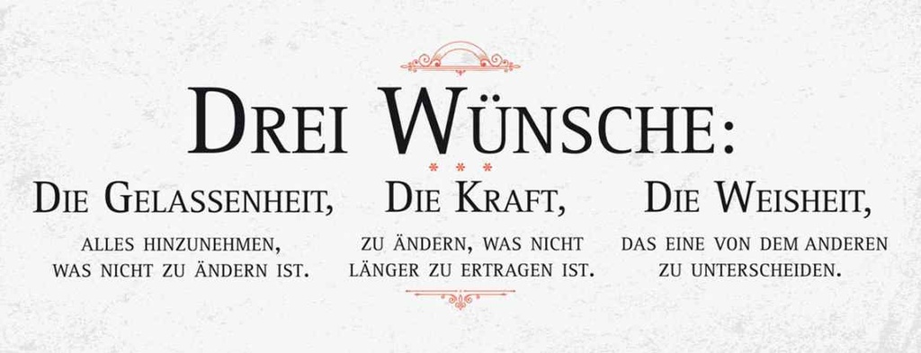 Holzschild 10x27 cm Drei Wünsche Gelassenheit Weisheit Spruch Zitat