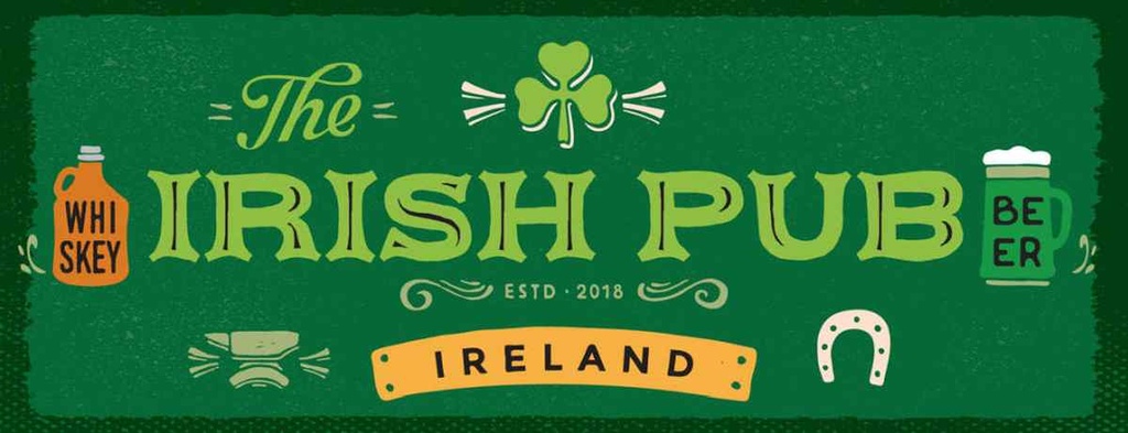 Holzschild 10x27 cm Ireland Irish Pub Whiskey Beer Essen Trinken