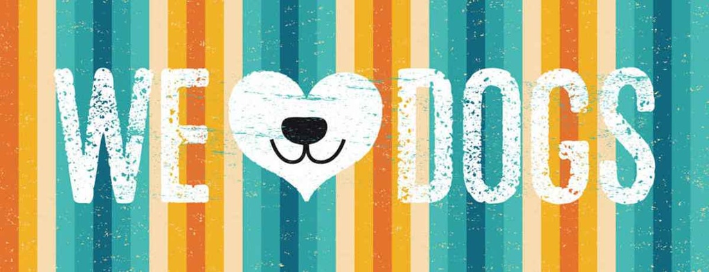 Holzschild 10x27 cm Hund Wel love Dogs Tier Haustier