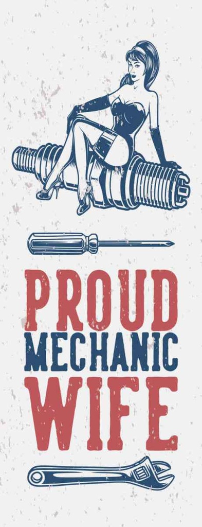 [LA-135975-H] Holzschild 27x10 cm Pinup Proud mechanic wife Pin Up