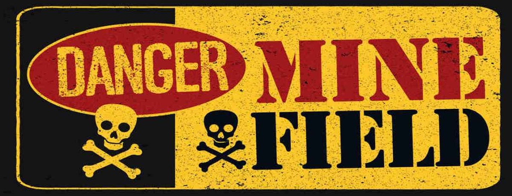 Holzschild 10x27 cm Danger Mine Field Minenfeld Warnschild Hinweisschild