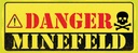Holzschild 10x27 cm Danger Mine Field Minenfeld Warnschild Hinweisschild