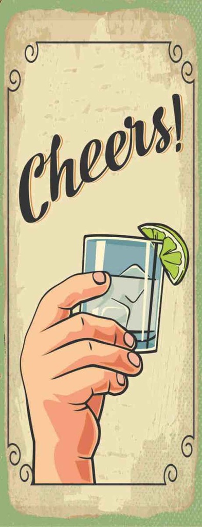 [LA-136005-H] Holzschild 27x10 cm Cheers Gin Tonic Lemon Prost England