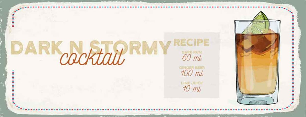 Holzschild 10x27 cm Dark n Stormy Cocktail Recipe Essen Trinken