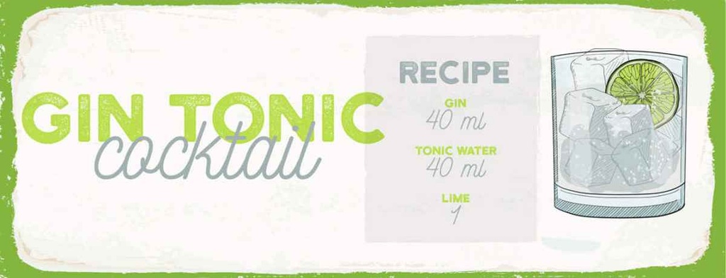 Holzschild 10x27 cm Gin Tonic Cocktail Recipe Essen Trinken