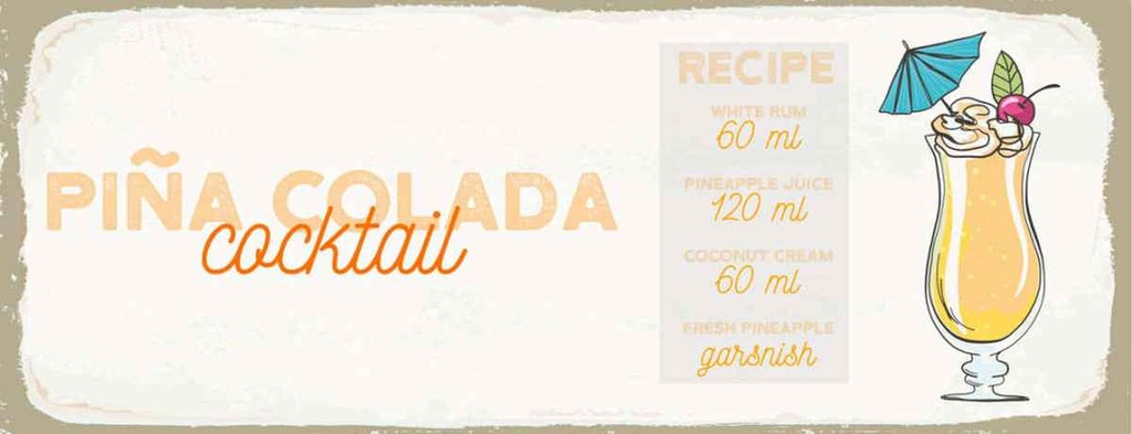 Holzschild 10x27 cm Pina Colada Cocktail Recipe Essen Trinken