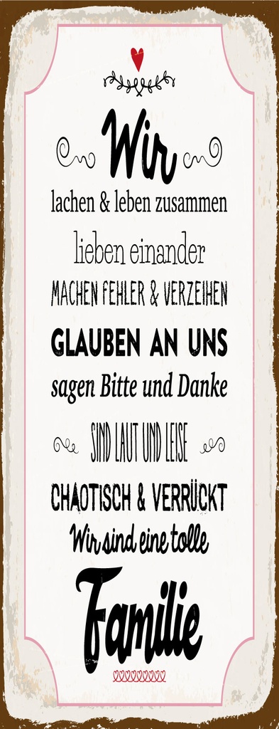 [LA-1810483-H] Holzschild 27x10 cm Wir lachen und leben zusammen