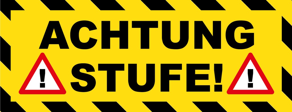 [LA-1810569-H] Holzschild 10x27 cm Achtung Stufe Ausrufezeichen