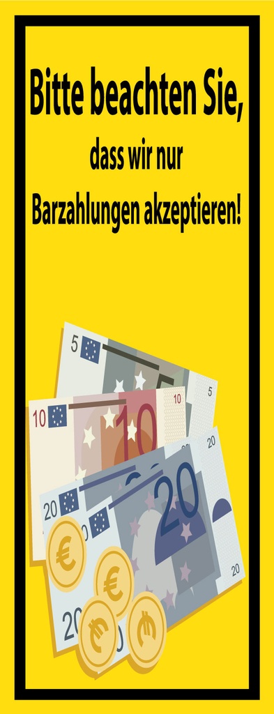[LA-1810591-H] Holzschild 27x10 cm Bitte beachten Sie nur Bargeld akzeptiert