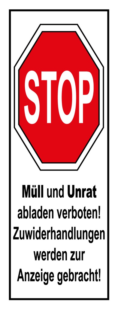[LA-1810596-H] Holzschild 27x10 cm Stop Müll und Unrat verboten