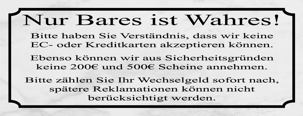Holzschild 10x27 cm Nur Bares ist Wahres