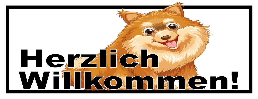 Holzschild 10x27 cm Herzlich Willkommen Hunde