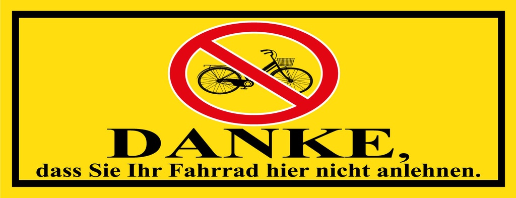 Holzschild 10x27 cm Danke Fahrrad nicht anlehnen