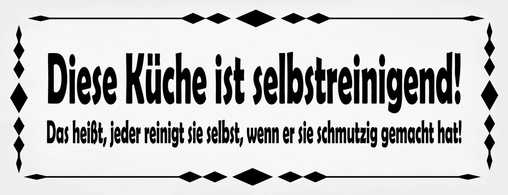 Holzschild 10x27 cm Küche Selbstreinigend