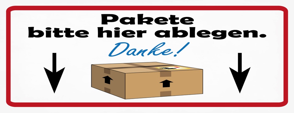 Holzschild 10x27 cm Pakete bitte hier