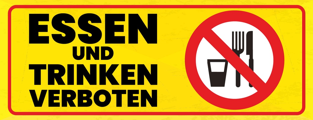 Holzschild 10x27 cm Essen und Trinken Verboten