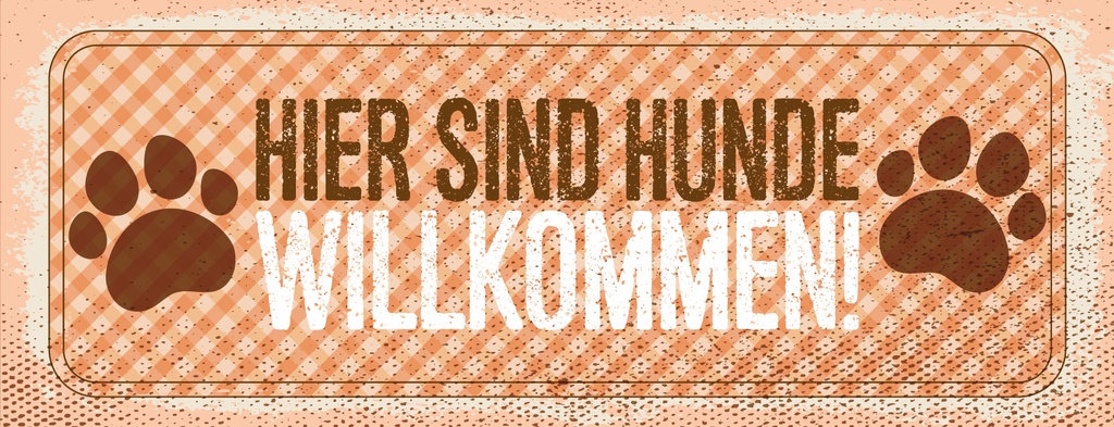 Holzschild 10x27 cm Hunde willkommen