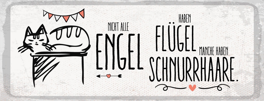 Holzschild 10x27 cm Engel Flügel Schnurrhaare
