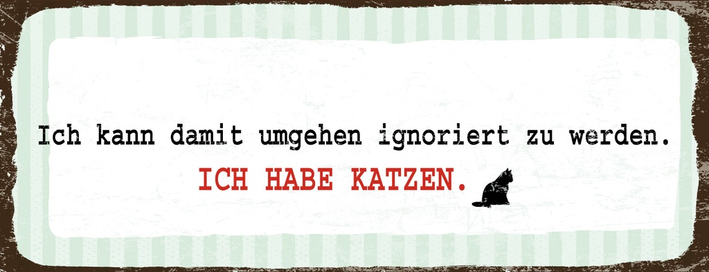 Holzschild 10x27 cm Ignoriert werden Katze