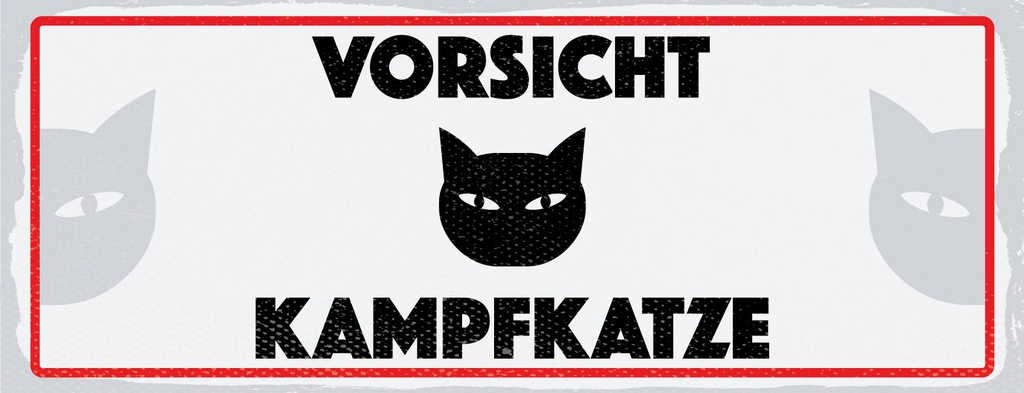 Holzschild 10x27 cm Vorsicht Kampfkatze