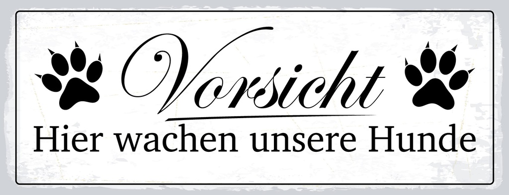 Holzschild 10x27 cm Vorsicht hier wachen Hunde