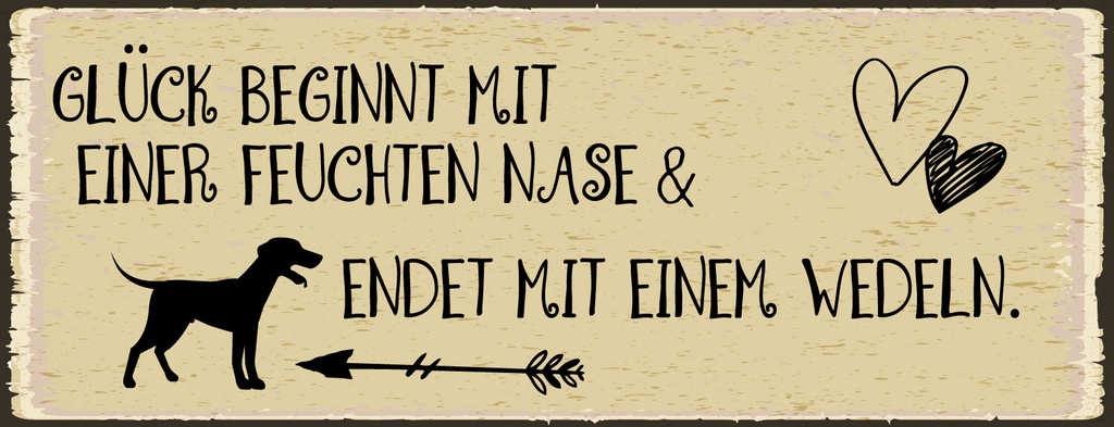 Holzschild 10x27 cm Glück endet mit Wedeln