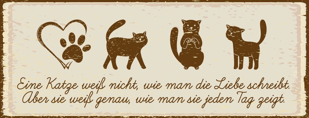 Holzschild 10x27 cm Katze liebe schreibt
