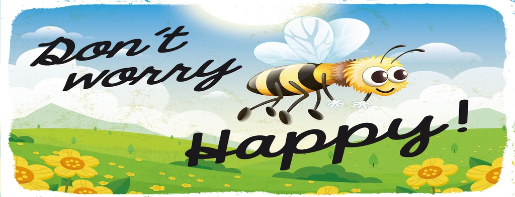 Holzschild 10x27 cm Don´t worry bee happy Biene Wiese
