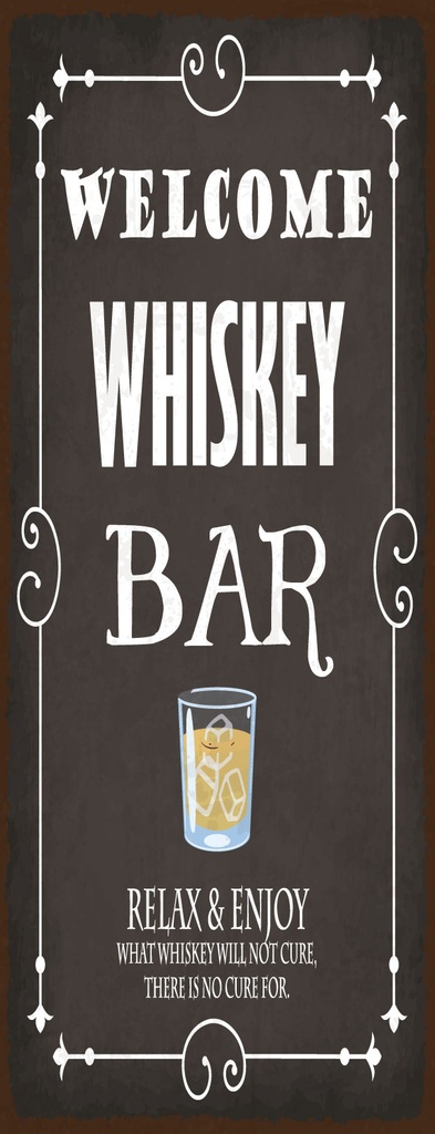 [LA-1810826-H] Holzschild 27x10 cm Welcome WHISKEY Bar Relax and enjoy