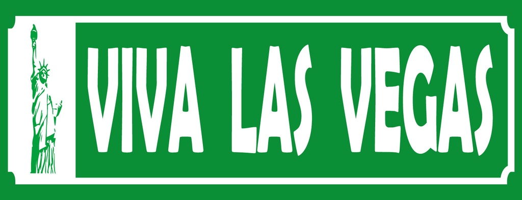 [LA-1810837-H] Holzschild 10x27 cm Viva Las Vegas Freiheitsstatue