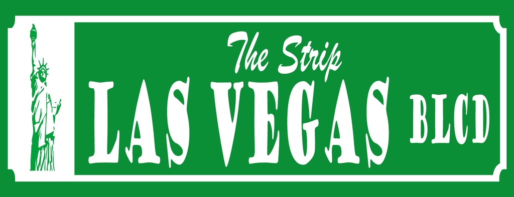 [LA-1810843-H] Holzschild 10x27 cm The Strip Viva Las Vegas BLCD Freiheitsstatue