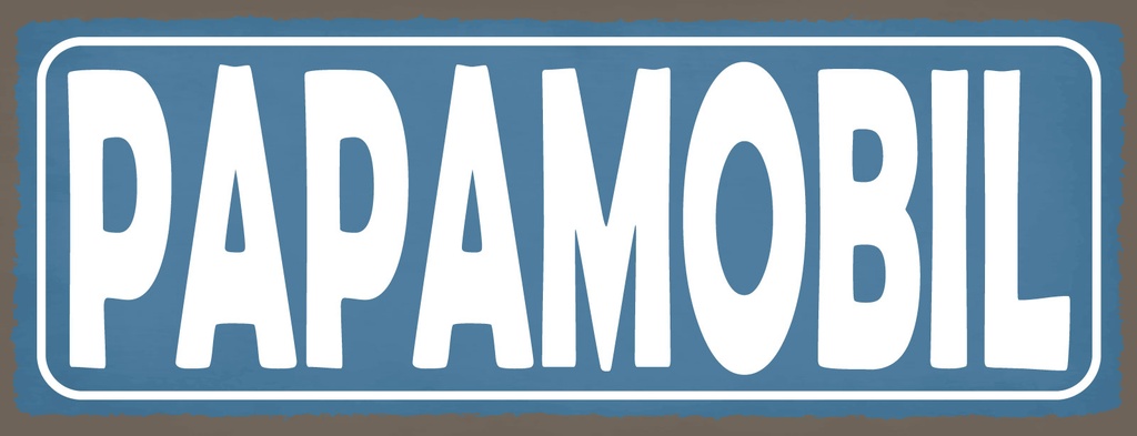 Holzschild 10x27 cm Papamobil blaues