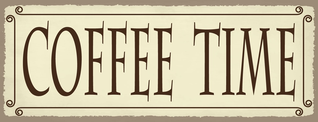 Holzschild 10x27 cm Coffee time beige