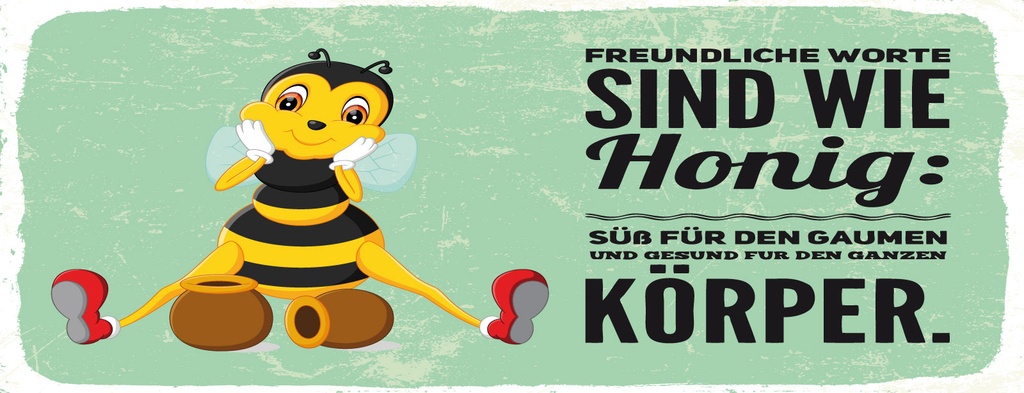 Holzschild 10x27 cm Freundliche Worte sind wie Honig Biene