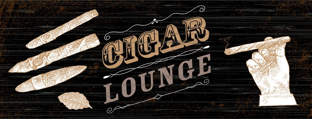 Holzschild 10x27 cm Cigar Lounge schwarzes