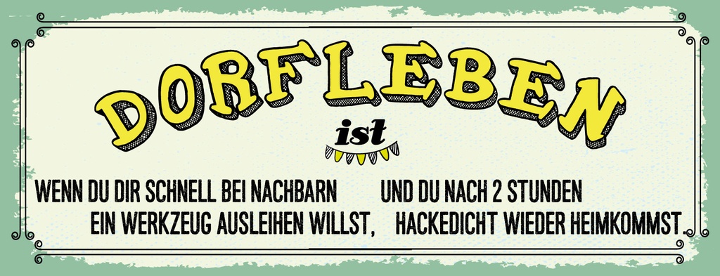 Holzschild 10x27 cm Dorfleben ist wenn du schnell bei Nachbarn